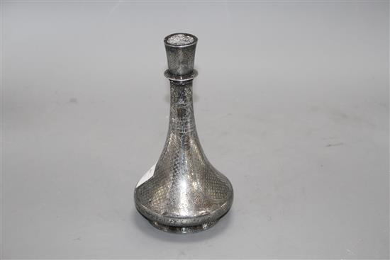 A 19th century Indian Bidri ware onion shaped vase, height 20cm